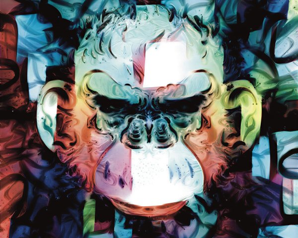 Colorful Abstract Monkey Face with Geometric Patterns