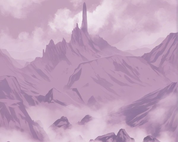 Mystical Landscape with Purple Mountains and Clouds