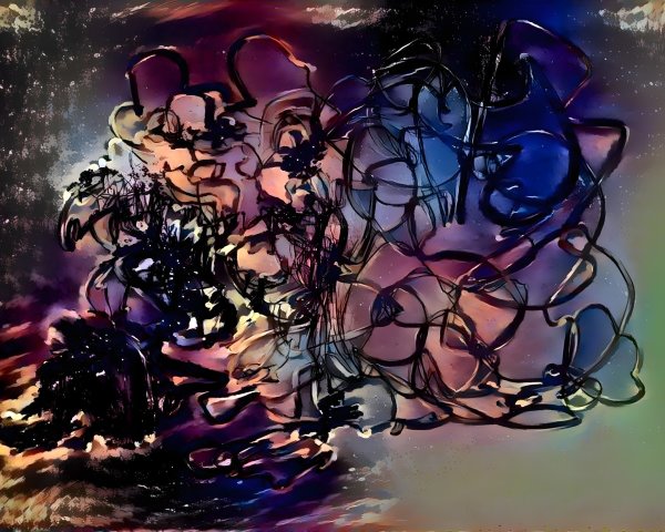 Abstract Composition with Swirling Lines and Colors
