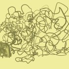 Abstract Composition with Swirling Lines and Colors
