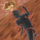 Ink Illustration of a Crouching Man in Agony