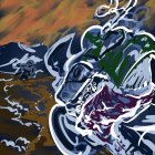 Abstract Landscape with Swirling Orange and Dark Hues