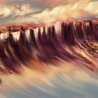 Vibrant Abstract Landscape with Swirling Colors and Depth