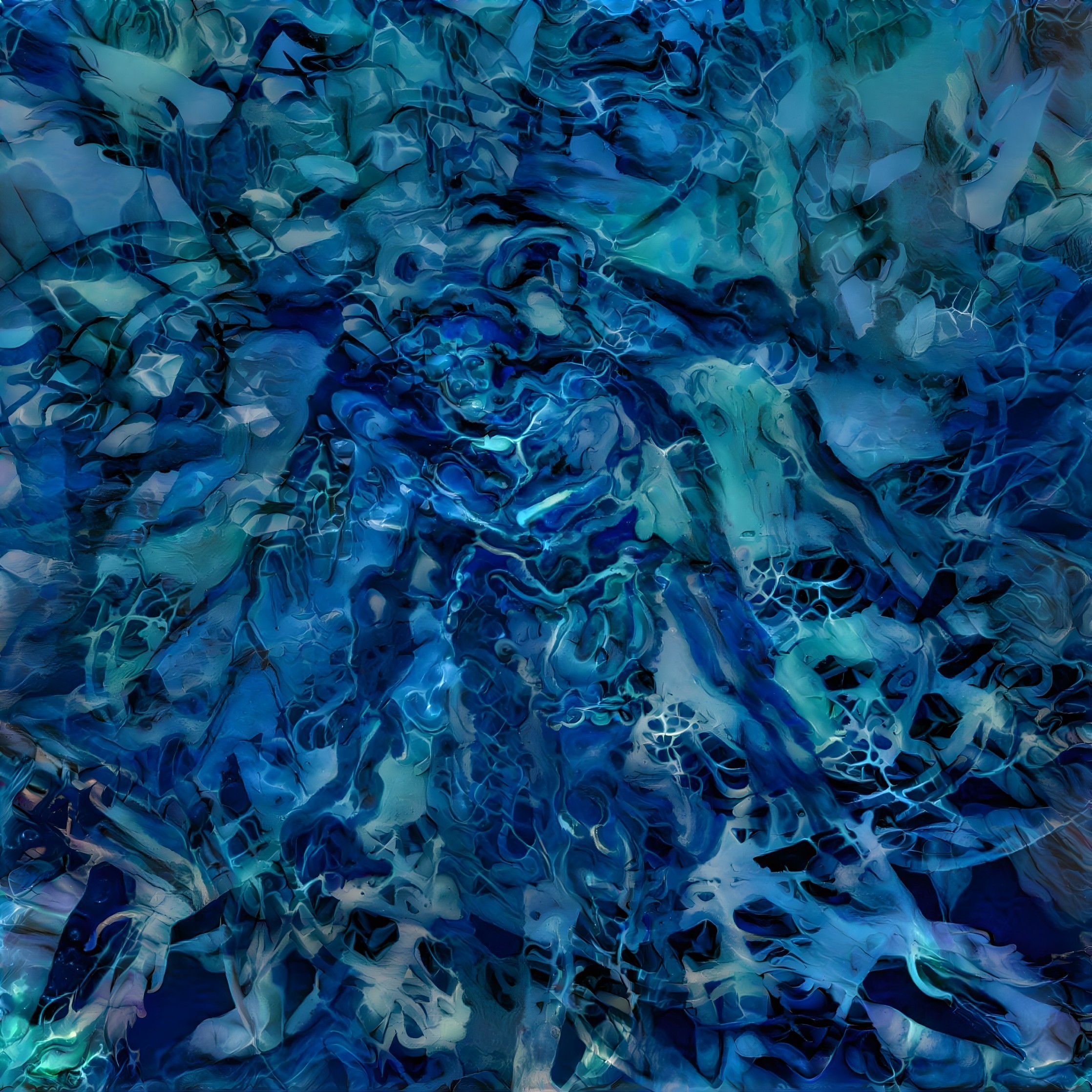 Abstract Composition in Shades of Blue with Texture