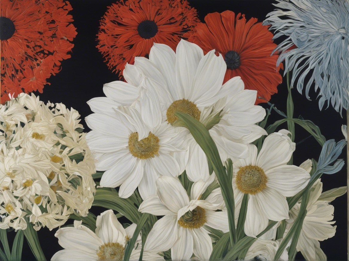 Vibrant Floral Arrangement on Black Background