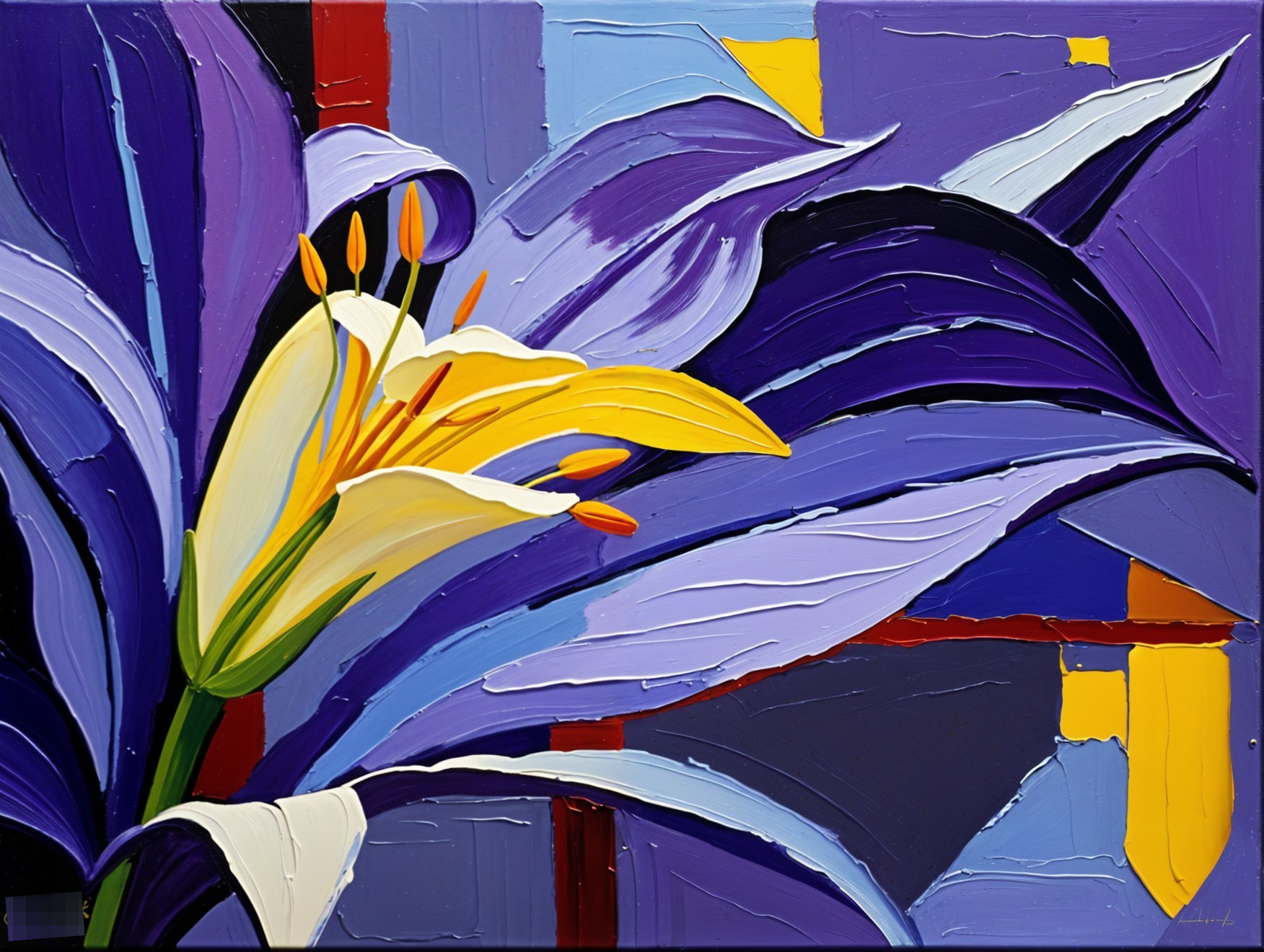 Vibrant Close-Up of a Flower with Bold Brush Strokes