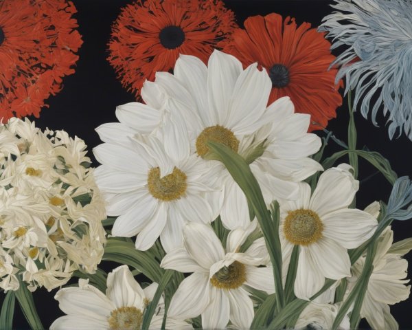 Vibrant Floral Arrangement on Black Background