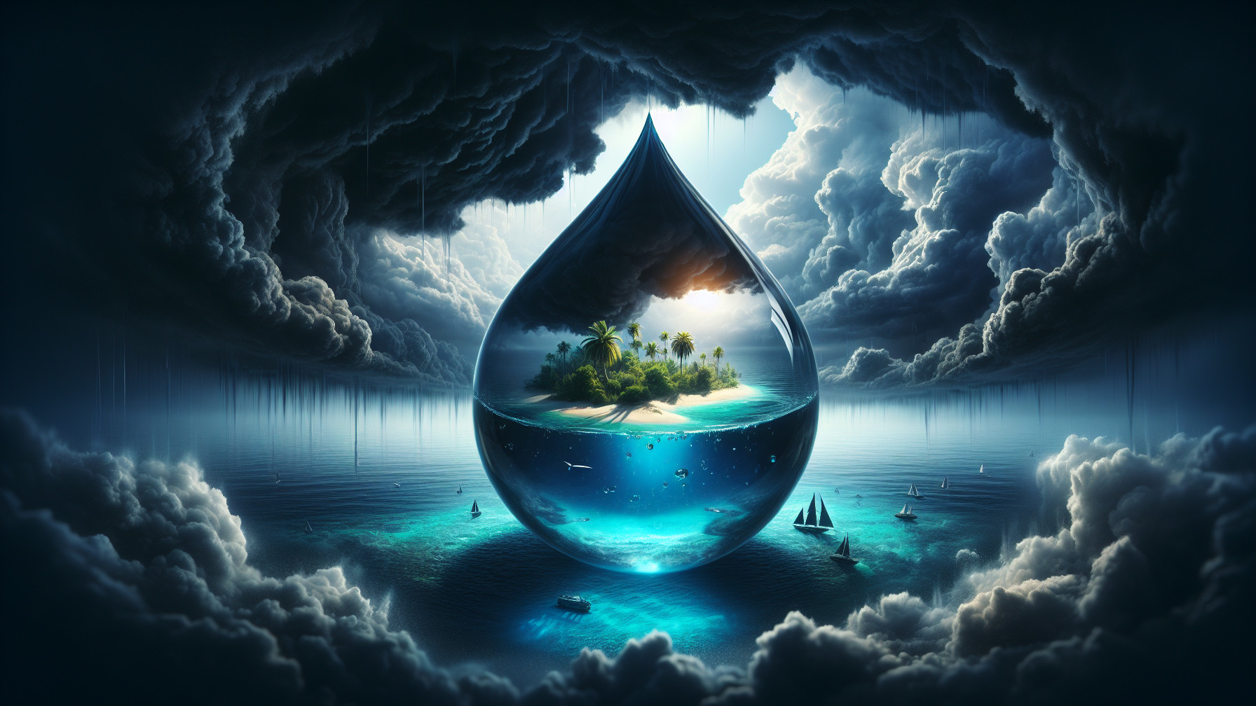 Enchanted Island in a Crystal Drop