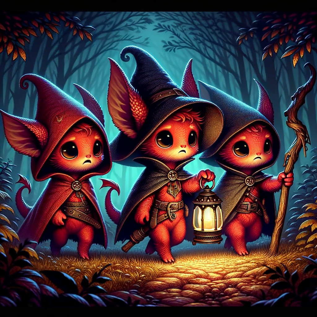 Whimsical Creatures in a Mystical Forest Setting