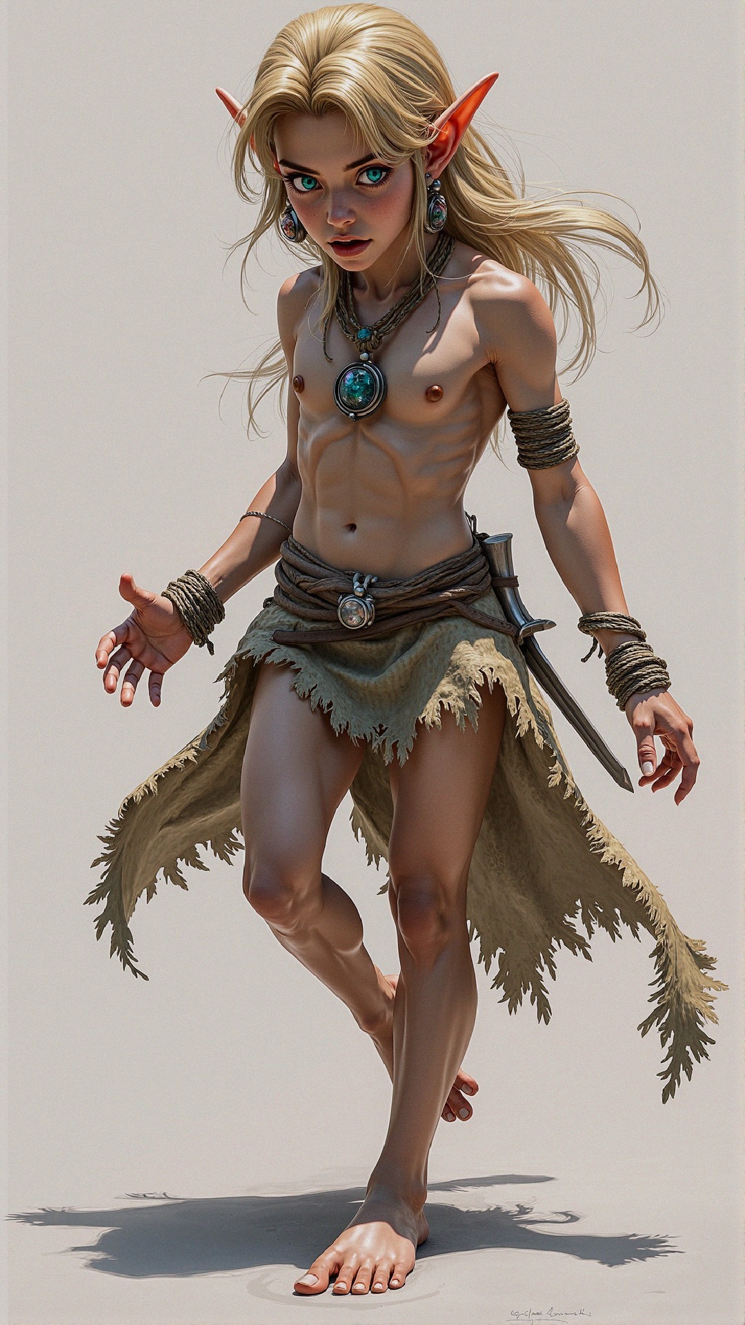 Fantasy Character with Green Eyes and Pointed Ears