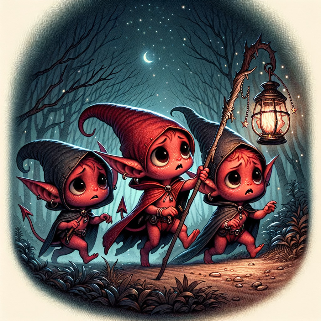 Mischievous Goblins in a Moonlit Forest Adventure
