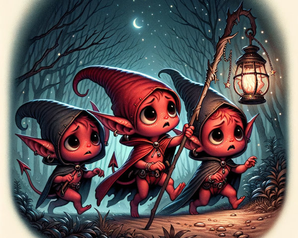 Mischievous Goblins in a Moonlit Forest Adventure
