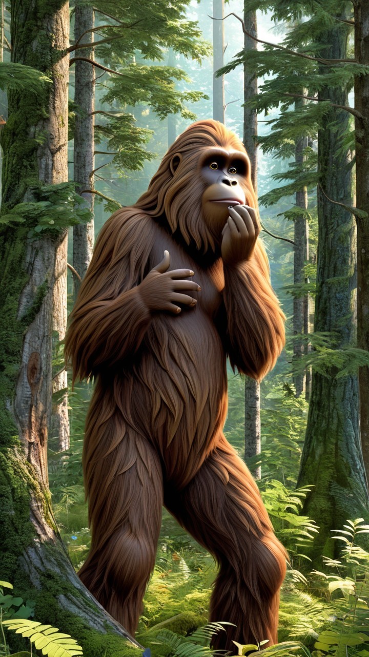 Orangutan in Enchanted Forest with Detailed Fur