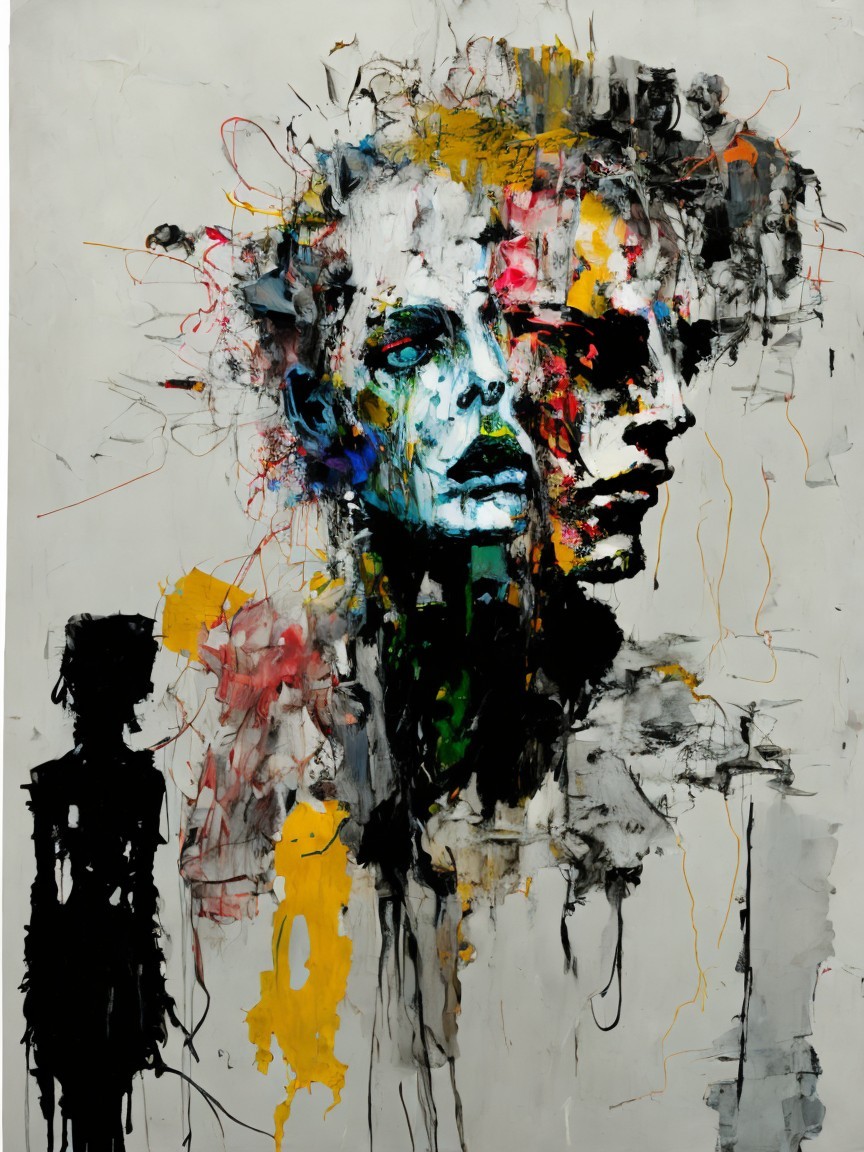 Abstract Human Faces in Vibrant Color Composition
