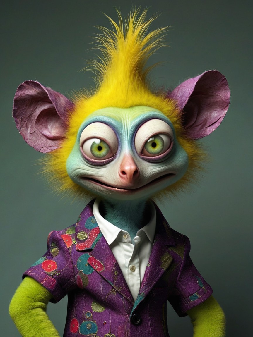 Colorful Quirky Character with Expressive Features