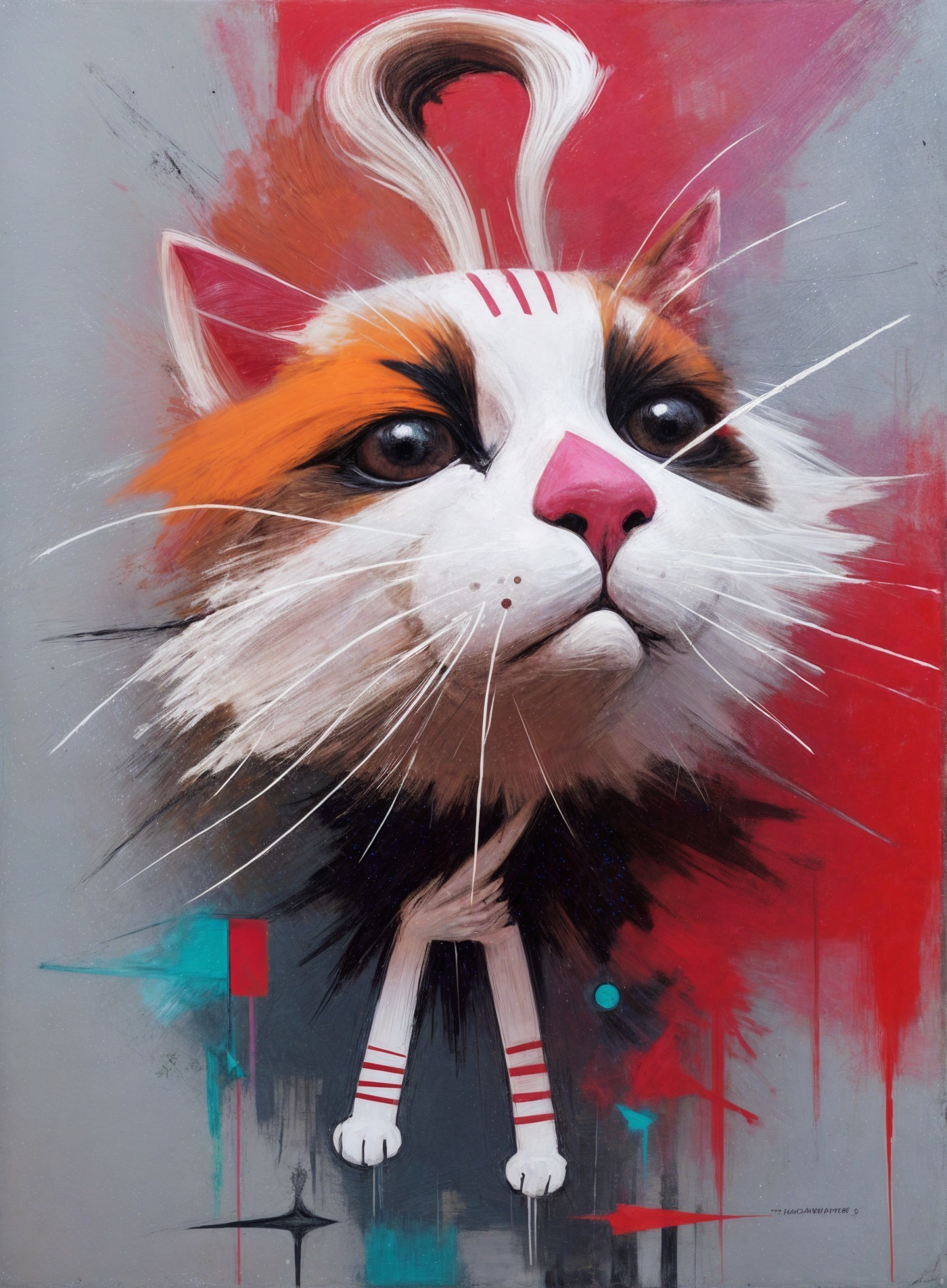 Vibrant Stylized Cat Portrait with Bold Colors