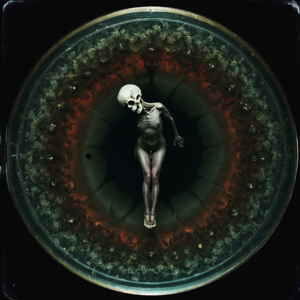 Haunting Figure in Circular Frame with Dark Design