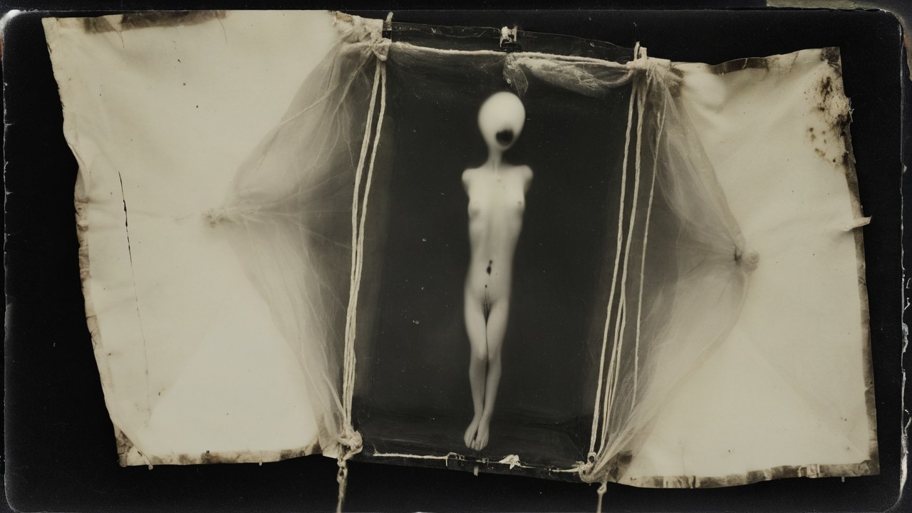 Ethereal Faceless Figure in Vintage Photographic Style