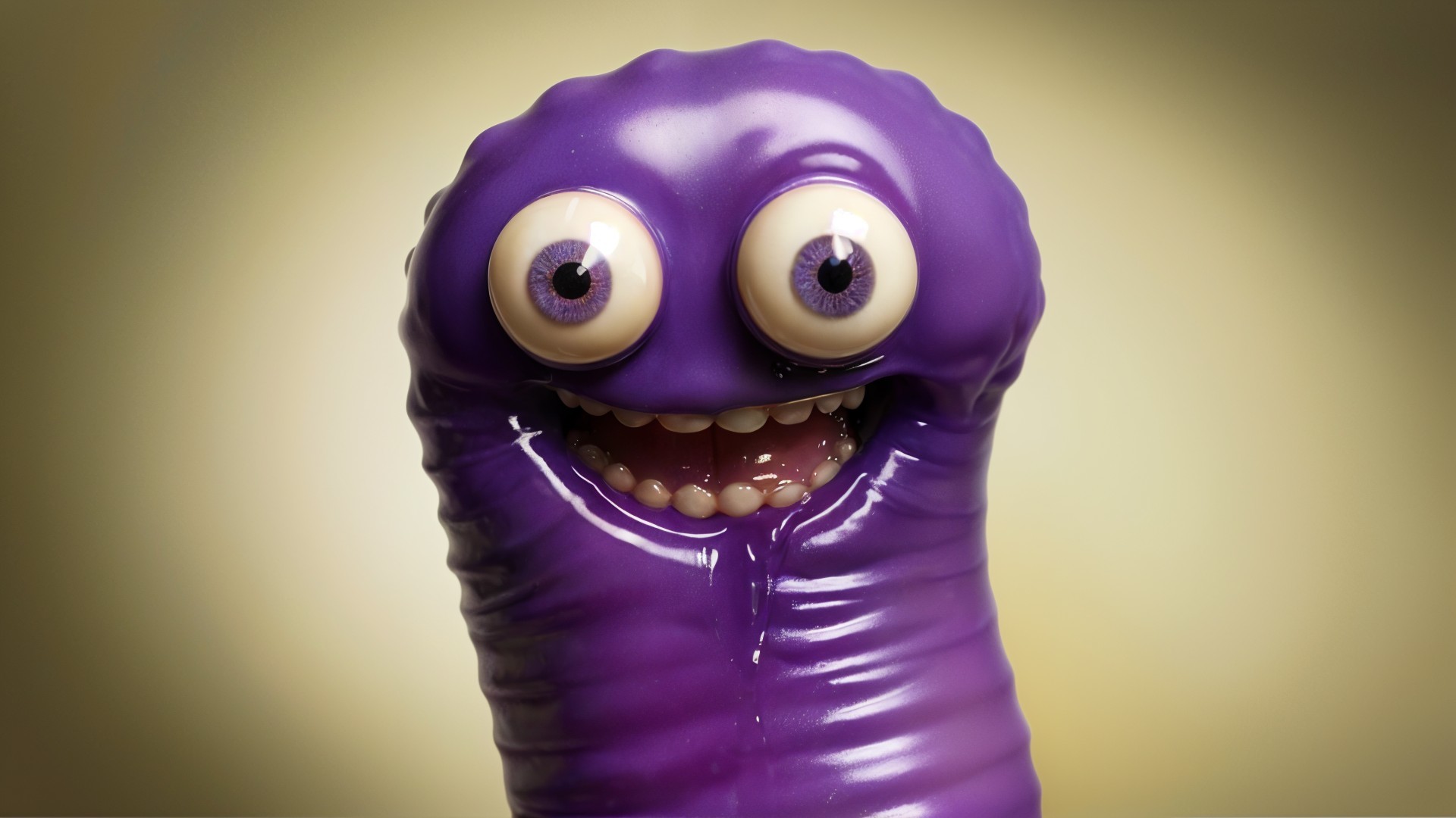 Whimsical Cartoonish Purple Character Description
