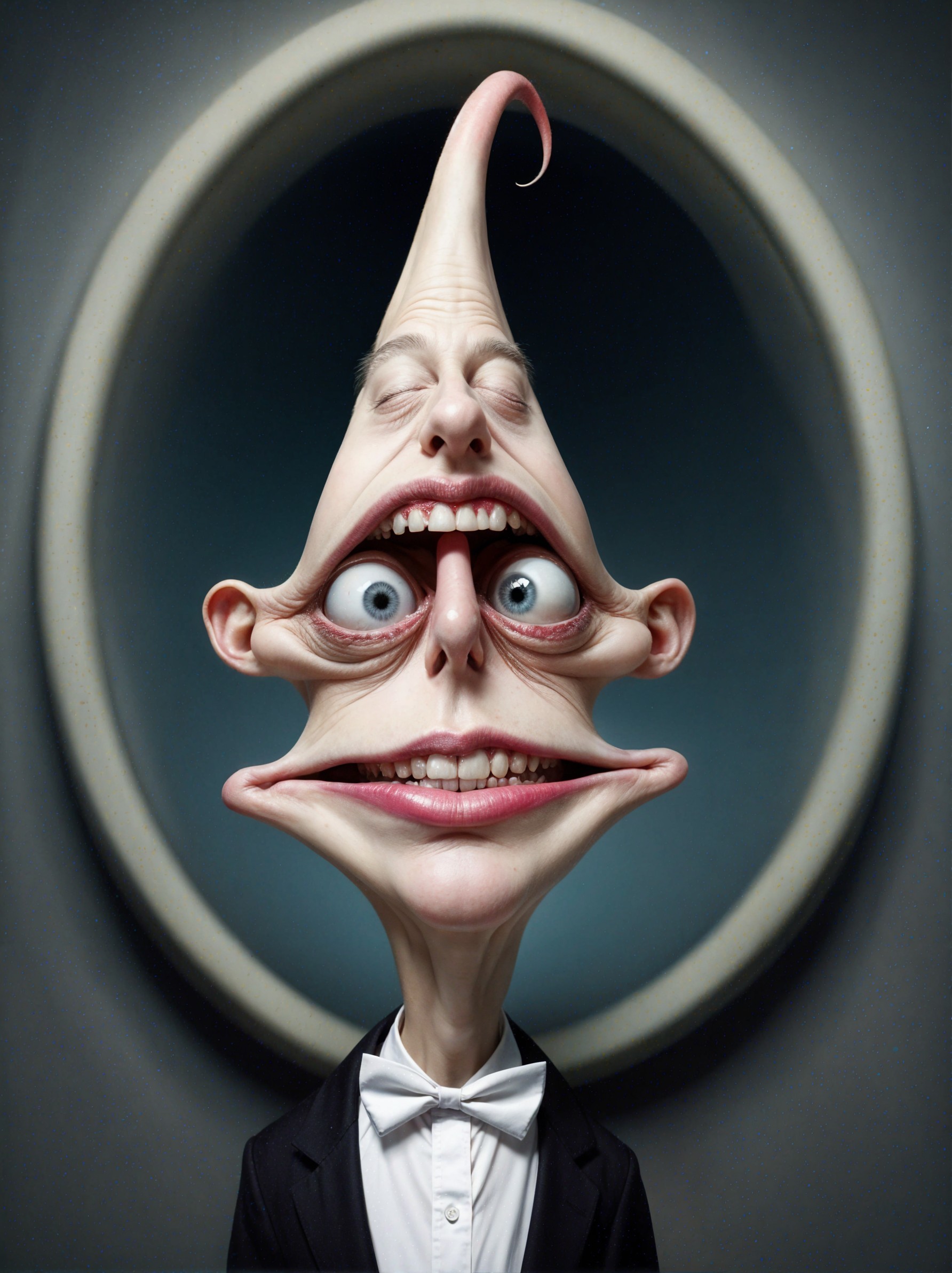 Whimsical Character with Elongated Features and Suit