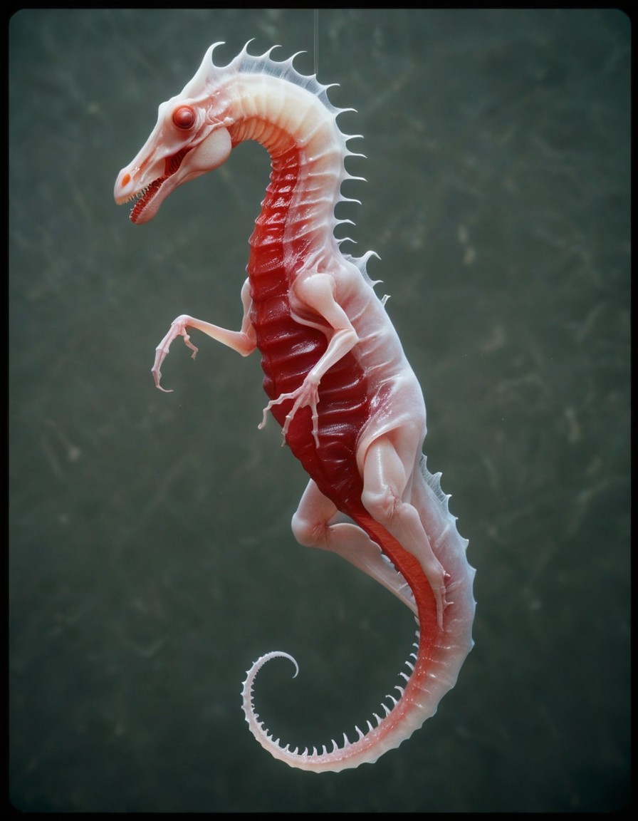 Fantastical Sea Creature with Translucent Skin and Fins