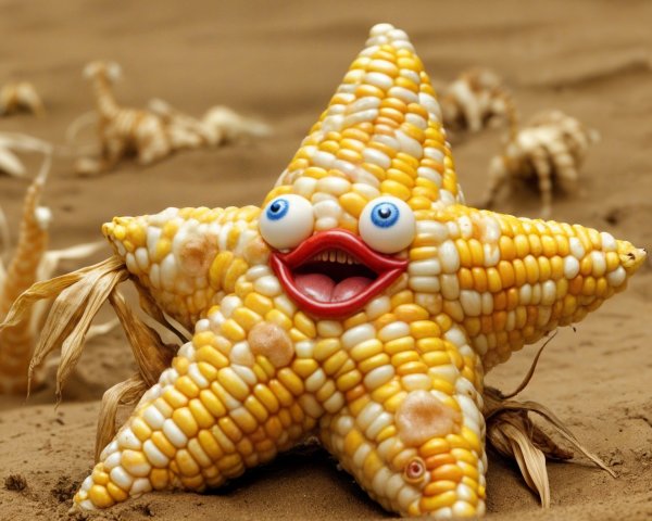 Whimsical Star Character Made of Corn Kernels