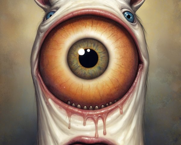 Surreal Grotesque Unicorn with Single Large Eye