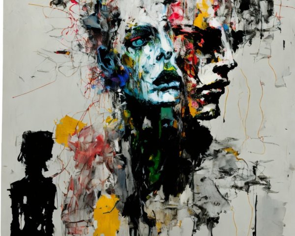Abstract Human Faces in Vibrant Color Composition