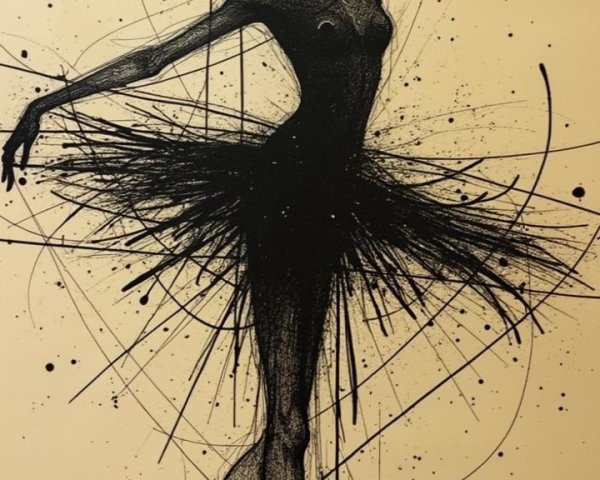 Ballerina Artwork with Intricate Lines and Movement