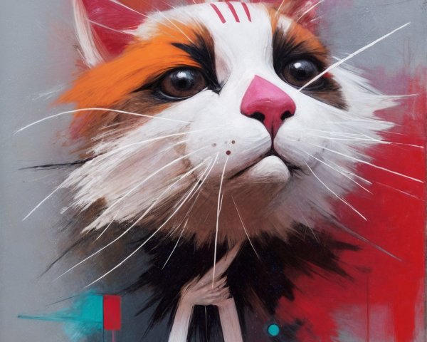 Vibrant Stylized Cat Portrait with Bold Colors
