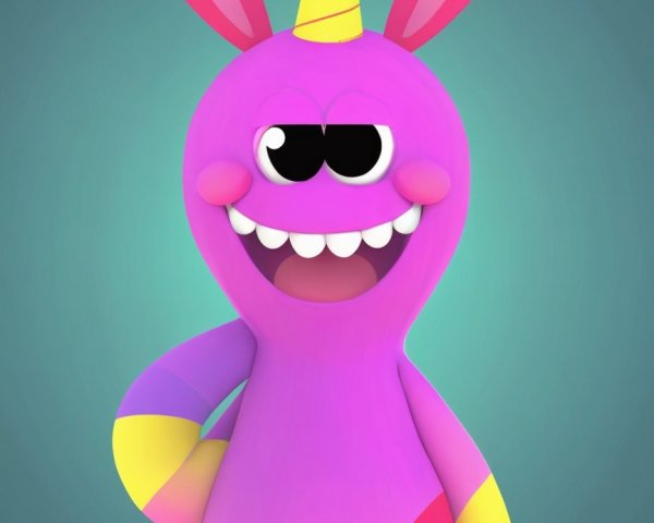 Whimsical Cartoon Unicorn Character with Vibrant Colors