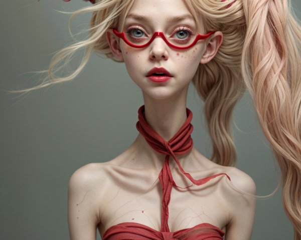 Stylized Character with Blonde Hair and Red Outfit