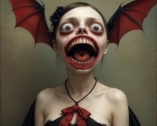 Surreal Portrait of Woman with Expressive Features