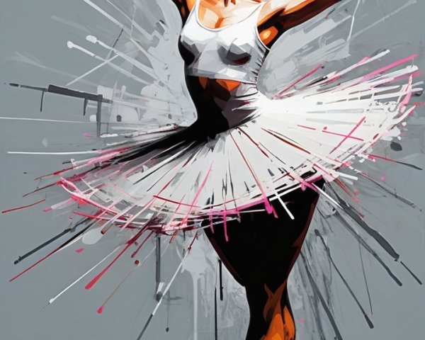 Ballet Dancer in White Tutu with Colorful Background