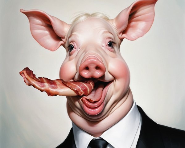 Whimsical Anthropomorphic Pig in Formal Attire