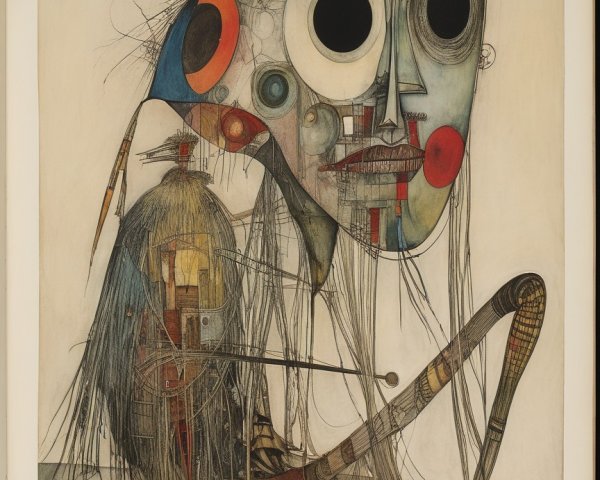 Surreal Abstract Figure with Exaggerated Features