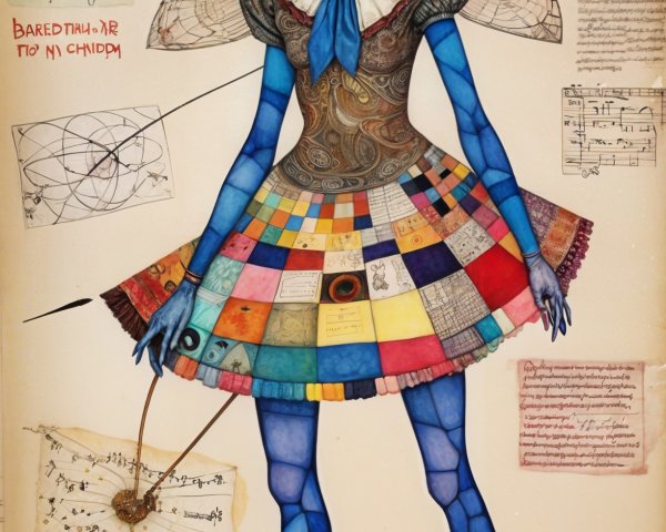 Whimsical Character with Blue Hair and Butterfly Wings