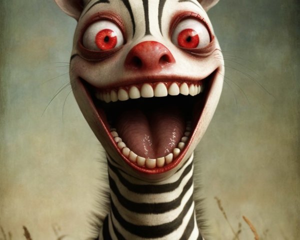 Cartoonish Zebra Character with Exaggerated Features