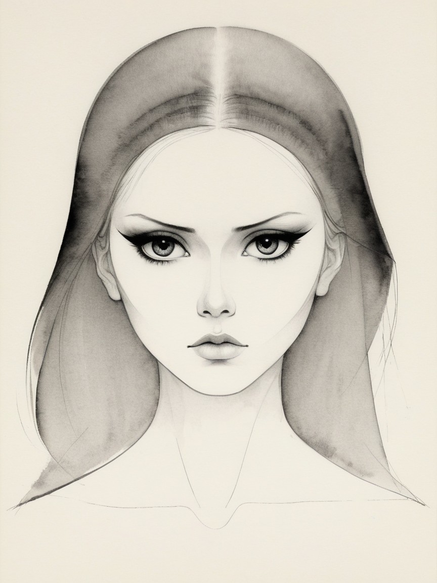 Artistic portrait of a young woman with dramatic makeup