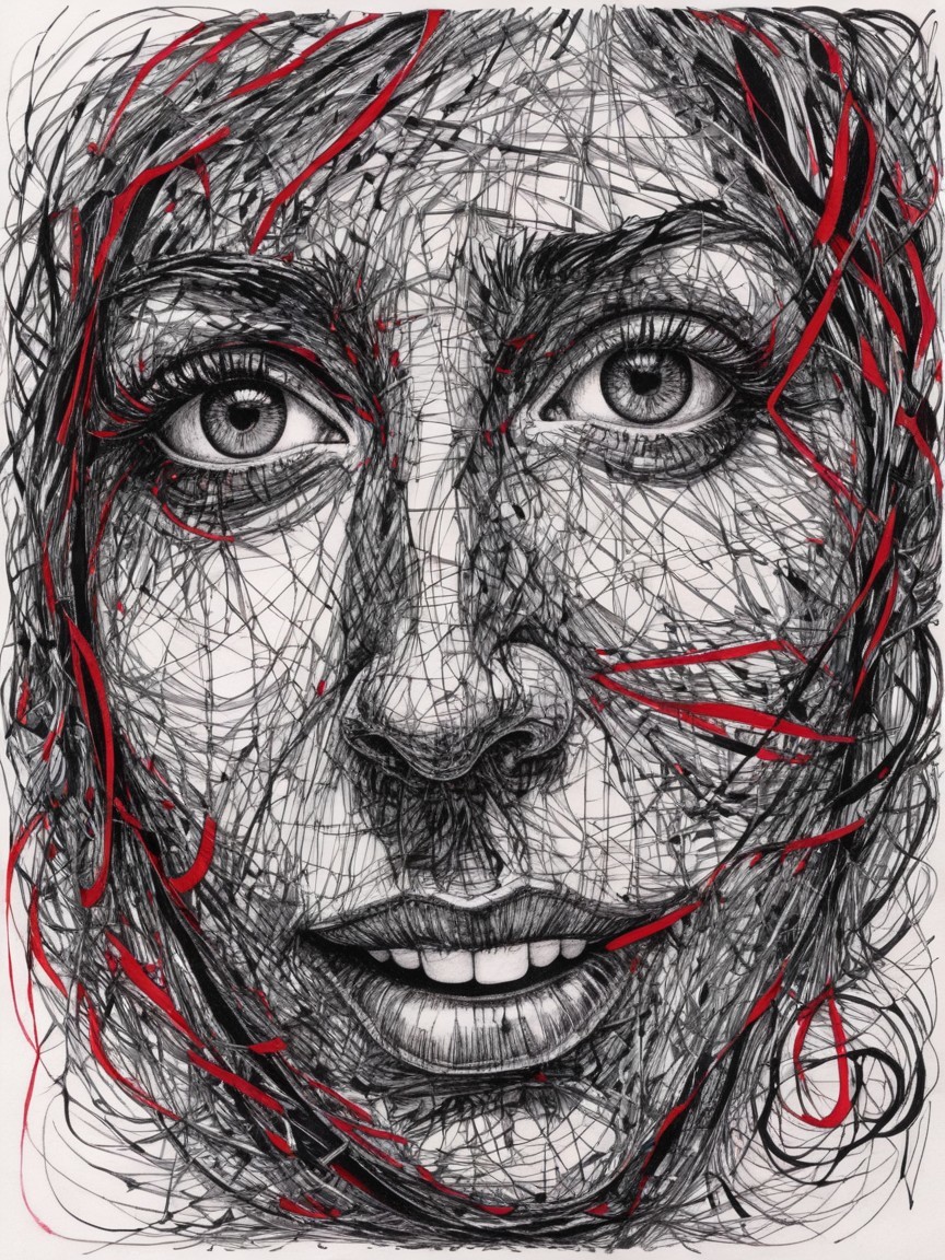 Striking Portrait of a Woman with Intricate Patterns