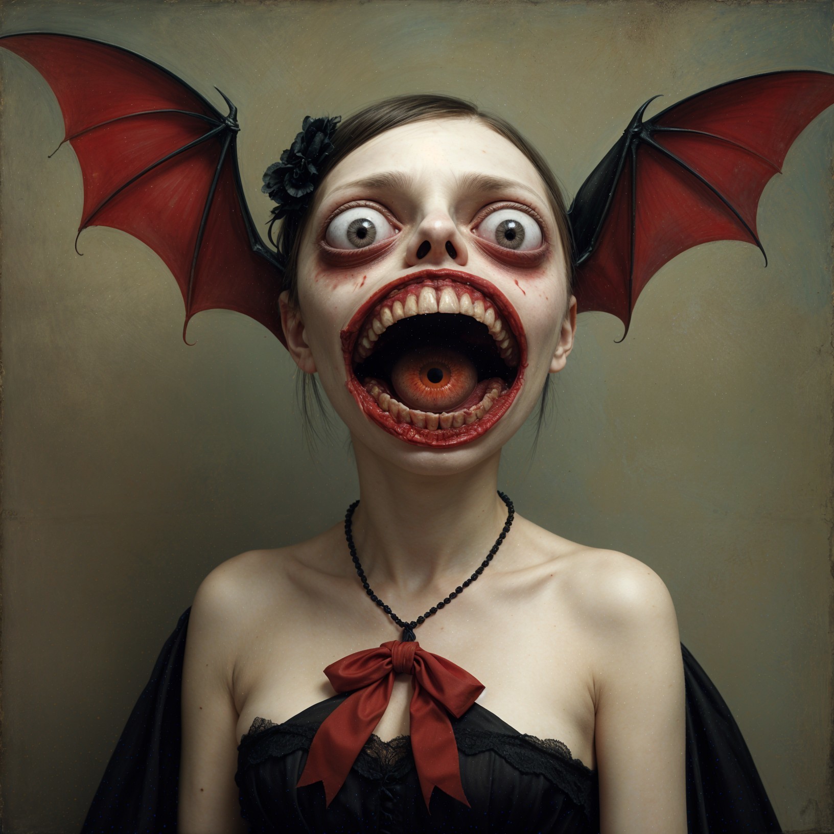 Surreal Portrait of Woman with Expressive Features