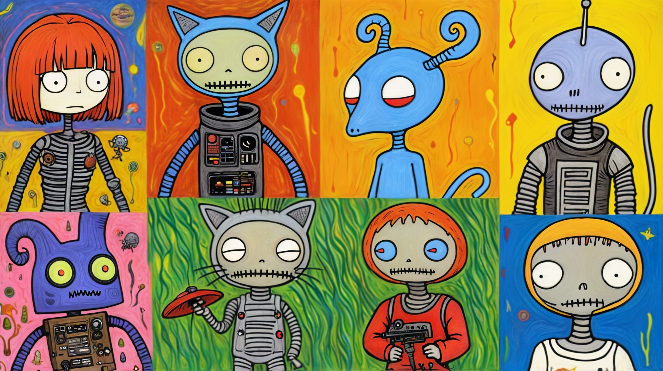 Vibrant Collage of Whimsical Cartoon Characters