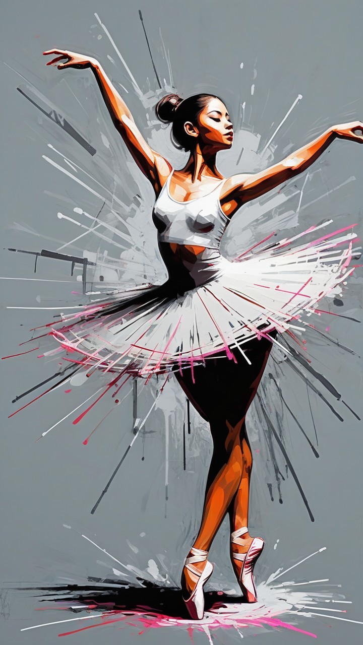 Ballet Dancer in White Tutu with Colorful Background