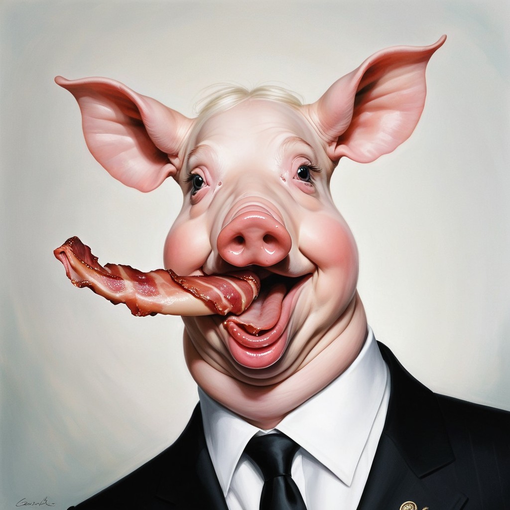 Whimsical Anthropomorphic Pig in Formal Attire