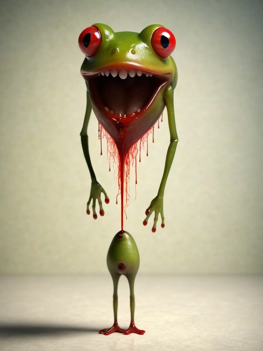 Whimsical Cartoon Frog with Exaggerated Features