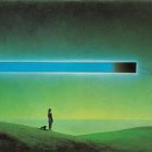 Lone Figure and Dog in a Surreal Landscape Scene