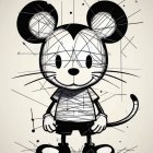 Monochromatic Cartoon Mouse Illustration with Patterns