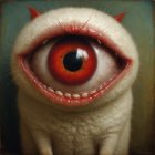 Surreal Creature with Red Eye and Feline Features