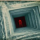 Surreal Photograph of Receding Square Frames and Figure
