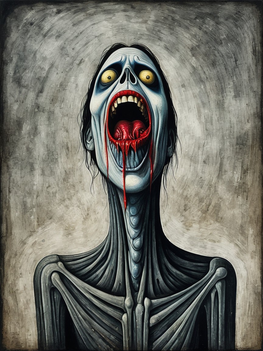 Haunting Figure with Elongated Skeletal Features